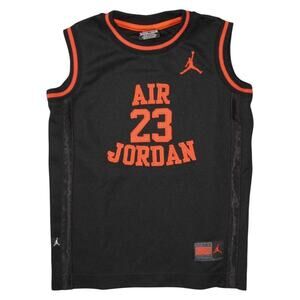 AIR 23 JORDAN Kids Black & Orange Basketball Jersey Youth Size M (5-6 YRS)